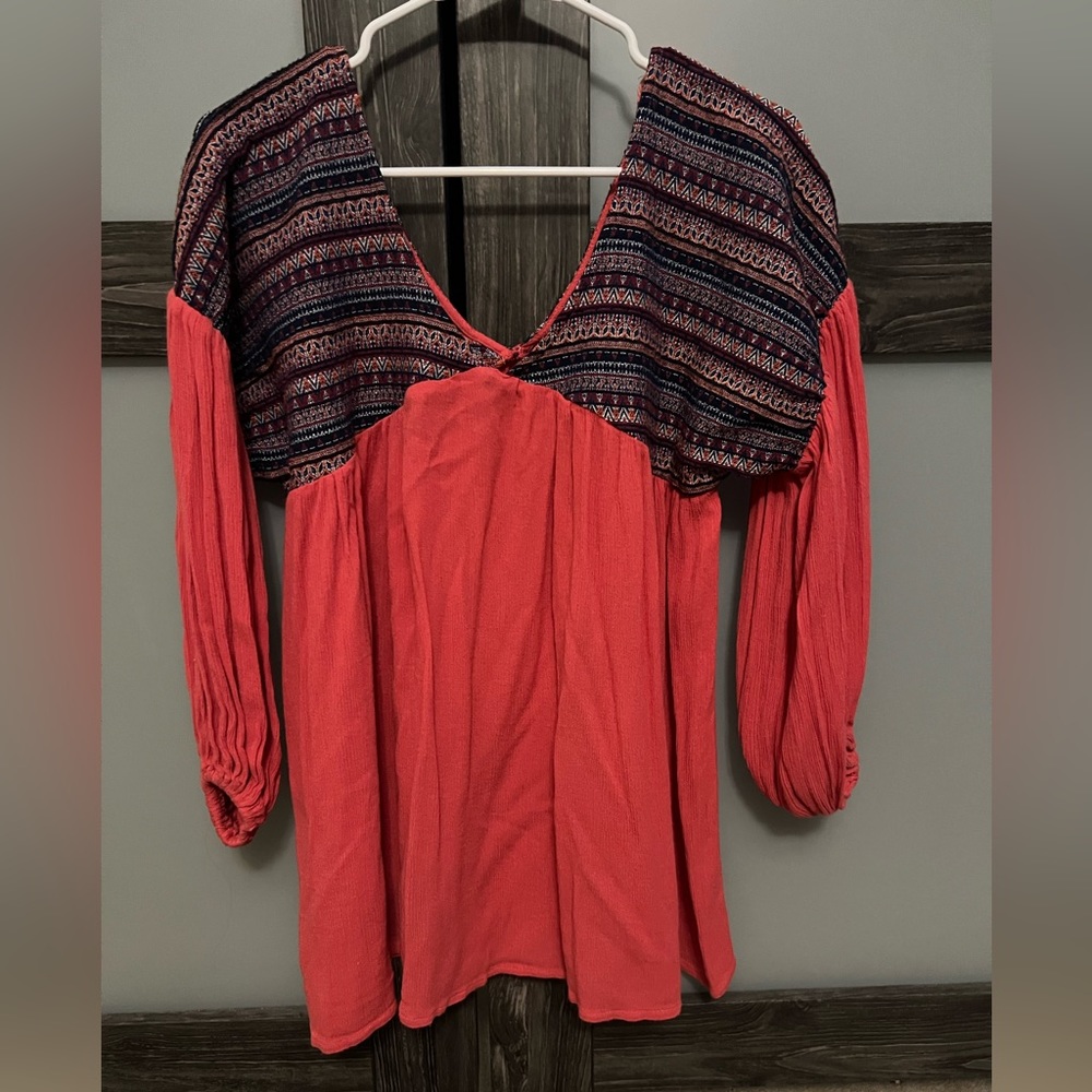 Rusty orange boho flowy top